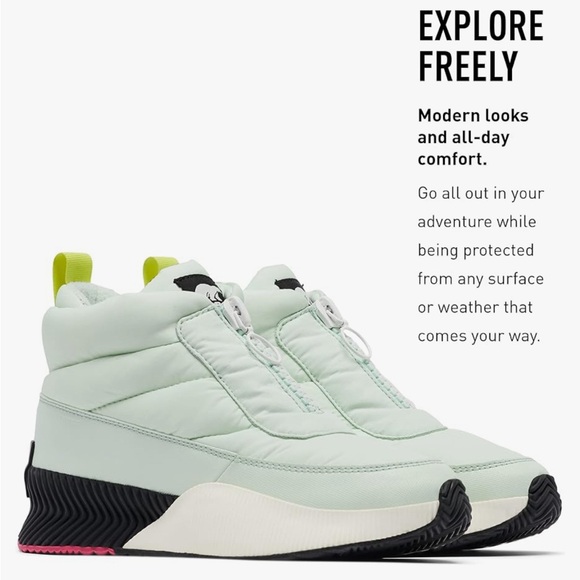 New Sorel Out N About III Boots Puffy Zip Womens 7.5 Mint Waterproof - Picture 3 of 11